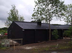 RAF Defford Museum building, the exterior restored to its 1942 appearance, in May 2014